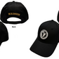 Four views of a black baseball cap on a white background, showing front, back, and side details. The front features a gold embroidered 'V' with a crown and 'MADNESS' text, the back is black with gold 'MADNESS' text, and one side view shows a circular logo patch.