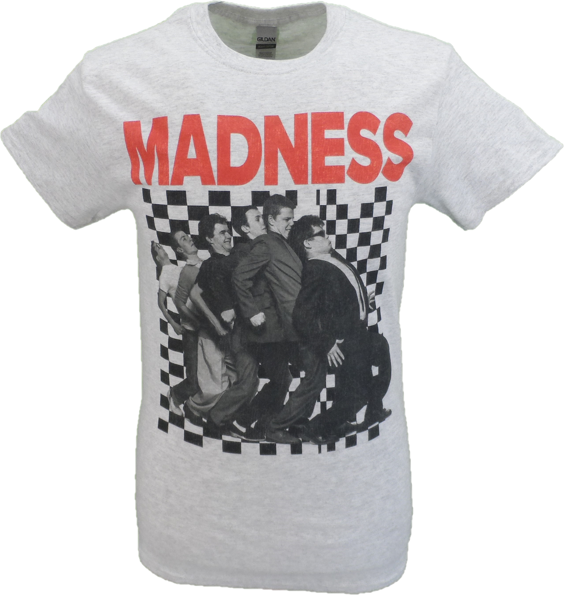 Mens Grey Official Madness Checkerboard Band Logo T Shirt