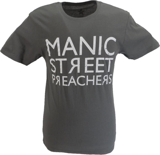 تي شيرت رجالي مرخص رسميًا بشعار Manic Street Preachers مع شعار معكوس