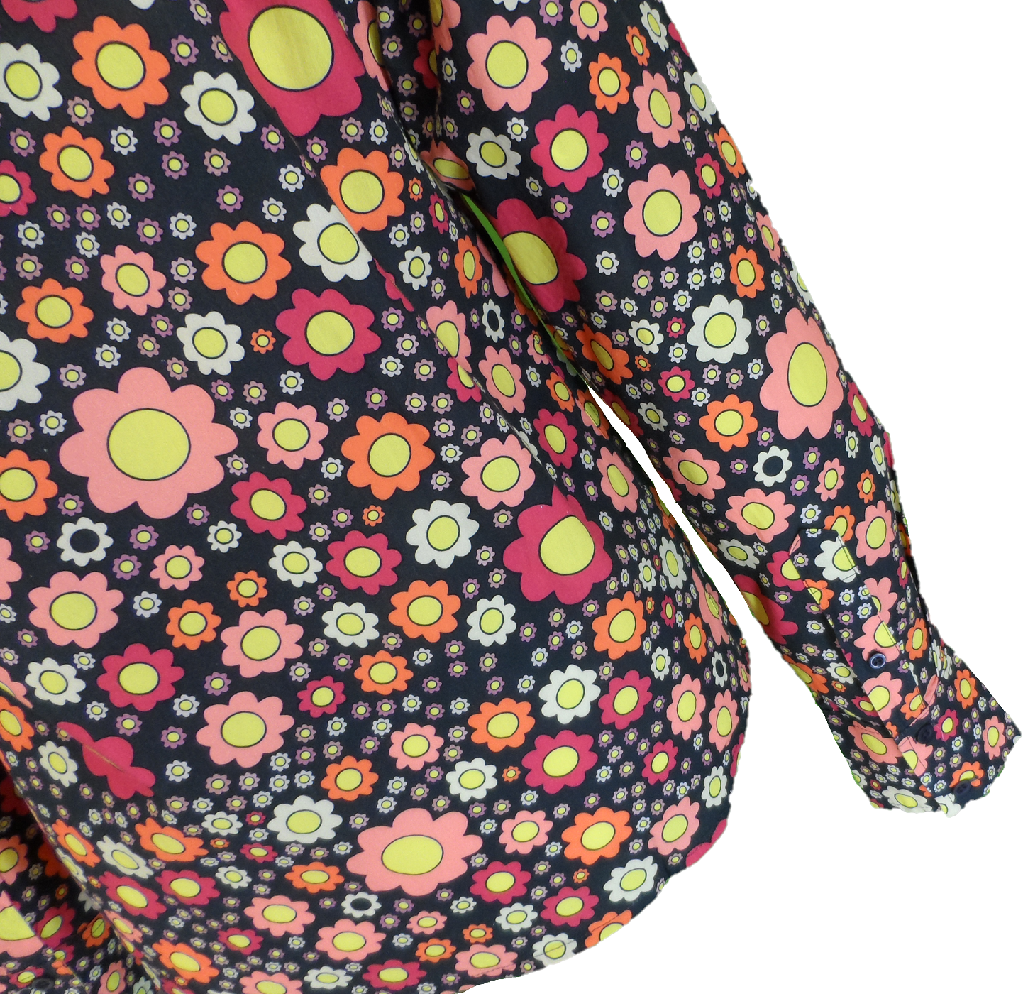 Mazeys Mens Retro Black Trippy Floral Shirt