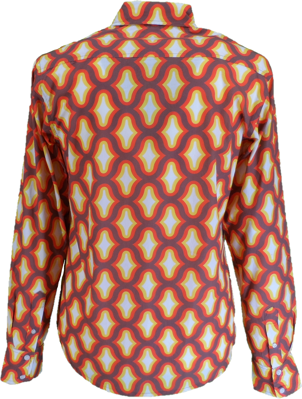 Mazeys Mens 70s Retro Multi Geometric Psychedelic Cotton Shirt