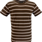 Mens Brown 60s 70s Retro Mod Striped T Shirt