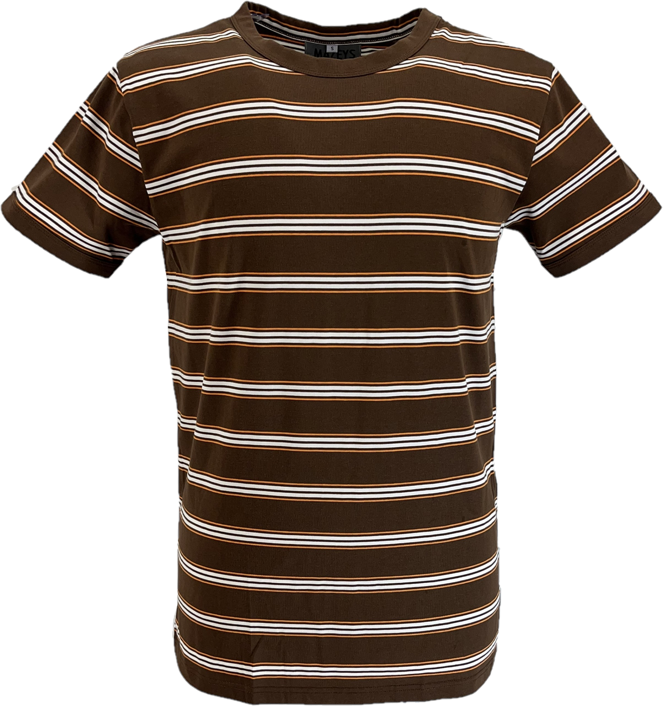Mens Brown 60s 70s Retro Mod Striped T Shirt