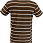 Mens Brown 60s 70s Retro Mod Striped T Shirt