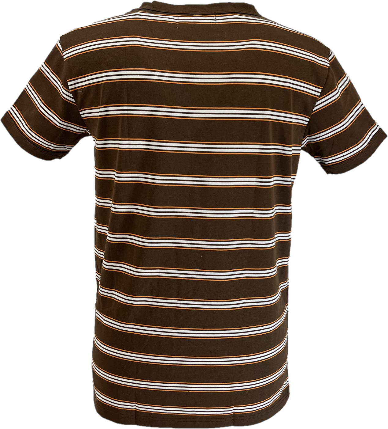 Mens Brown 60s 70s Retro Mod Striped T Shirt