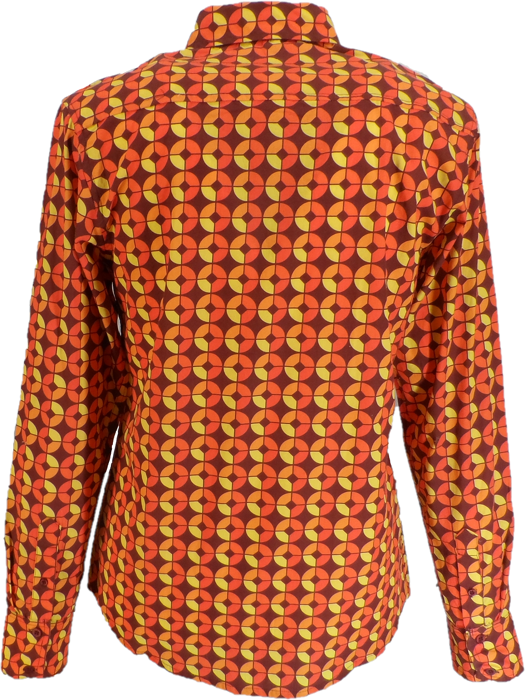 Mazeys Mens 70s Retro Multi Geometric Circles Psychedelic Cotton Shirt