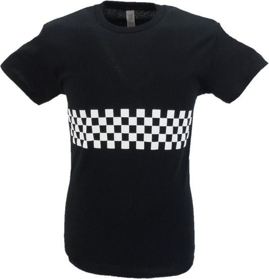Schwarzes Herren-T-Shirt mit Schachbrettmuster, zweifarbig