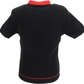 Black sweater with red trim on a white background