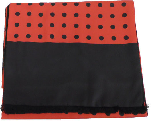 Mazeys Mens Classic Retro Mod Mod Tassled Scarf Black/Red Polka Dot