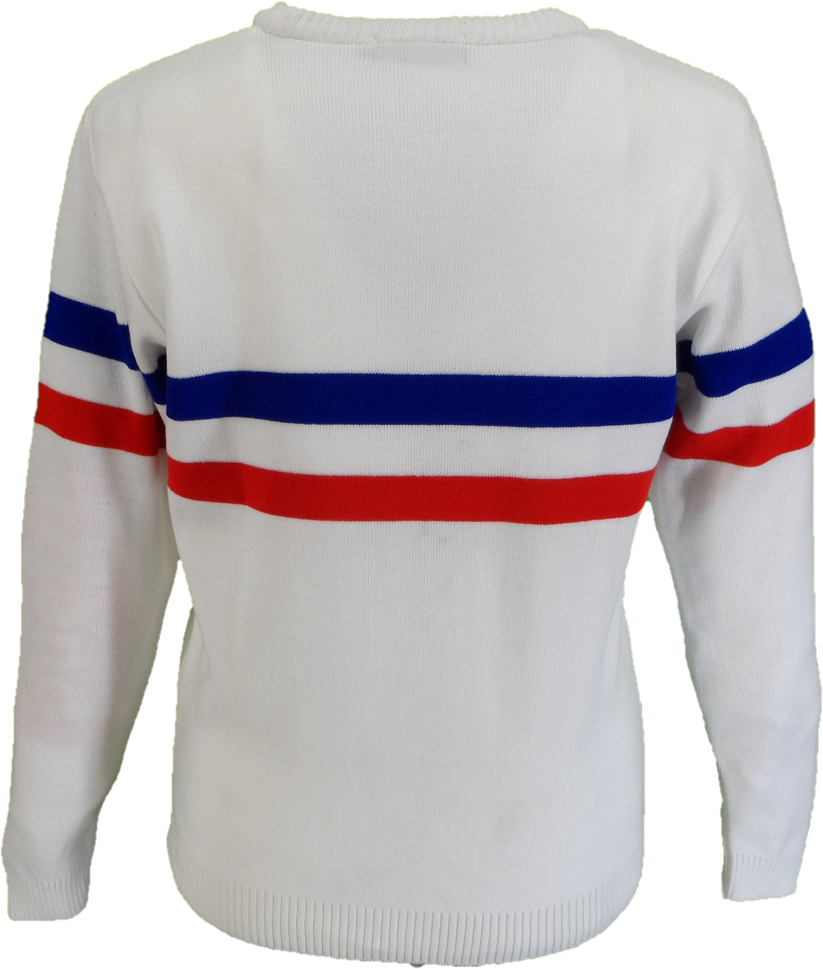 Mazeys Mens White Horizontal Stripe Crew Neck Jumper