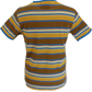 Mens Brown Multi 60s 70s Retro Mod Striped T Shirt