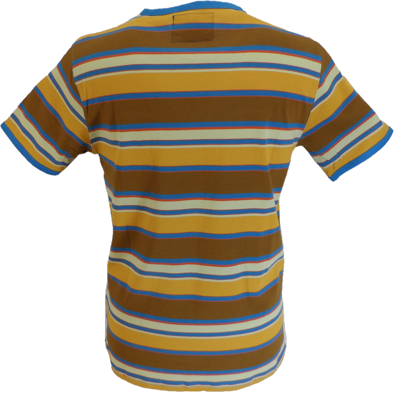 Mens Brown Multi 60s 70s Retro Mod Striped T Shirt