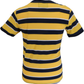 Mens Mustard Black and White 60s 70s Retro Mod Striped T Shirt
