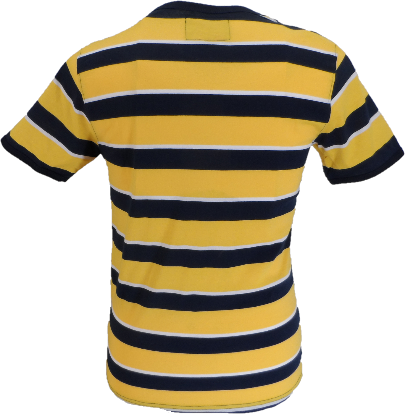 Mens Mustard Black and White 60s 70s Retro Mod Striped T Shirt