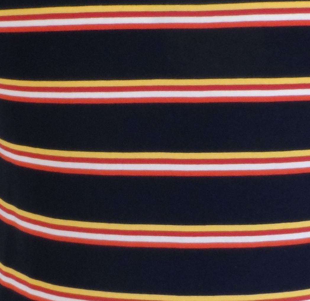 Mens Navy/Red/Yellow/White 60s 70s Retro Mod Striped T Shirt