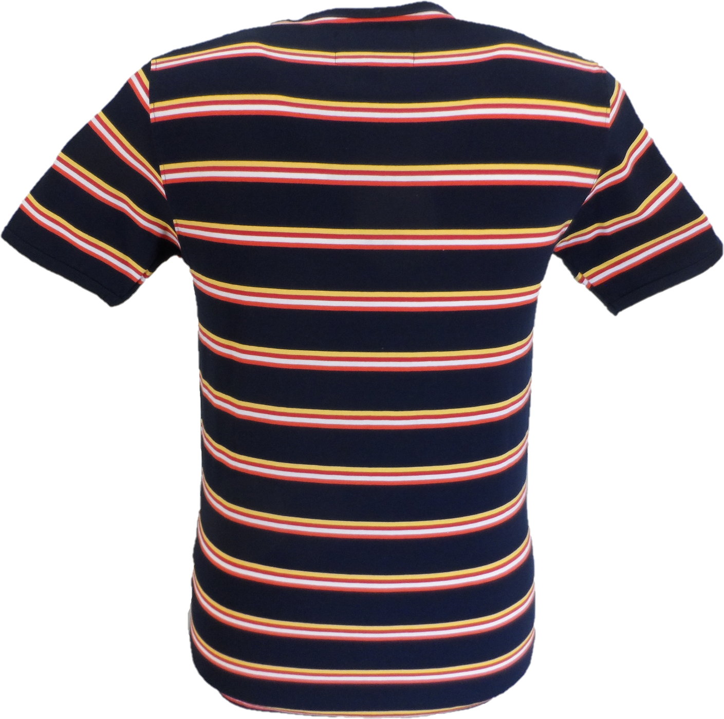 Mens Navy/Red/Yellow/White 60s 70s Retro Mod Striped T Shirt