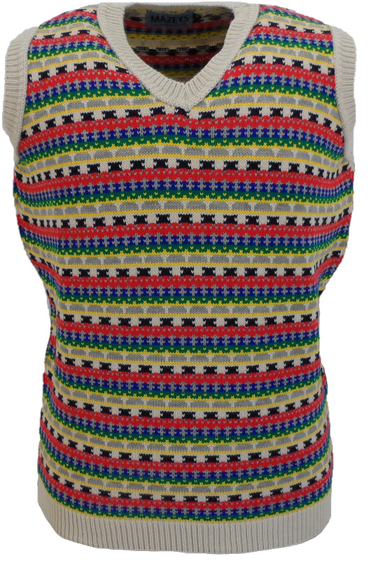 Mazeys Mens Beige Retro Tank Tops
