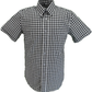 Black and white checkered short-sleeve shirt on a white background