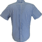 Blue and white checkered short-sleeve shirt on a white background