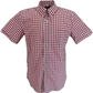 Red and white checkered short-sleeve shirt on a white background