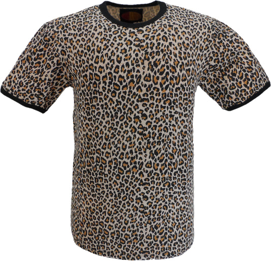 Mazeys Mens Retro 70s Leopard Print T-Shirt