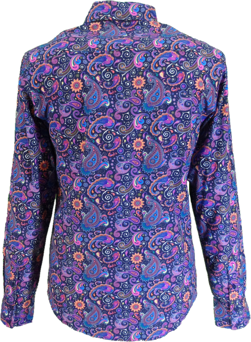 Mazeys Mens Retro Navy Multi Colour Paisley Shirt