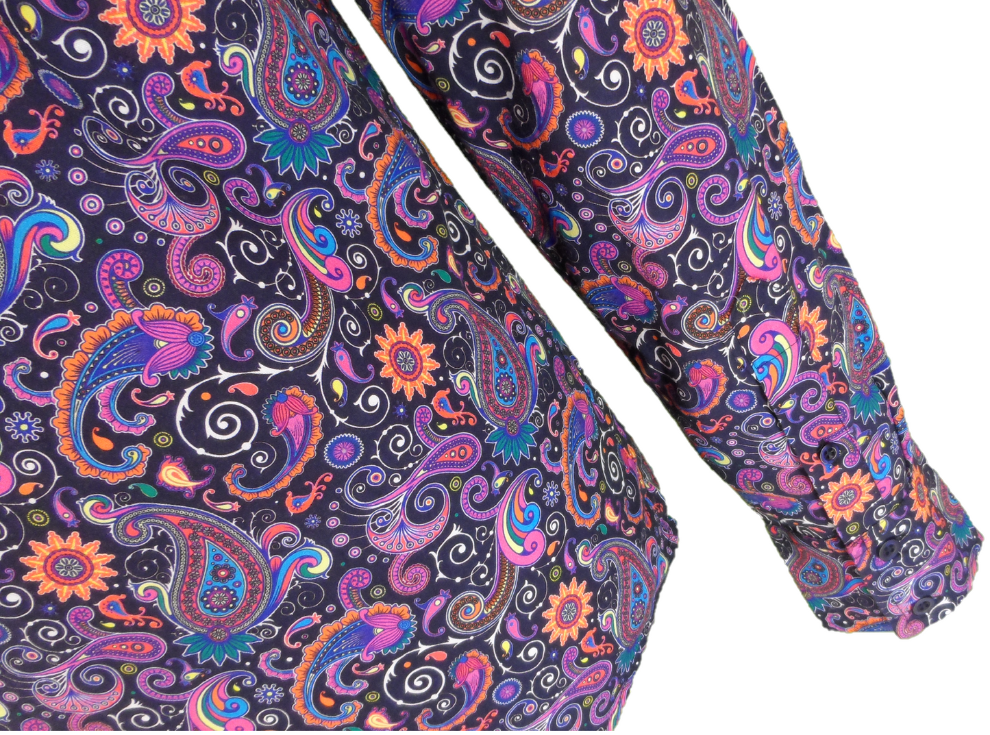 Mazeys Mens Retro Navy Multi Colour Paisley Shirt