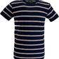 Mens Navy Blue 60s 70s Retro Mod Striped T Shirt