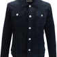Mens 60s Retro Vintage Navy Cord Western Trucker Jacket