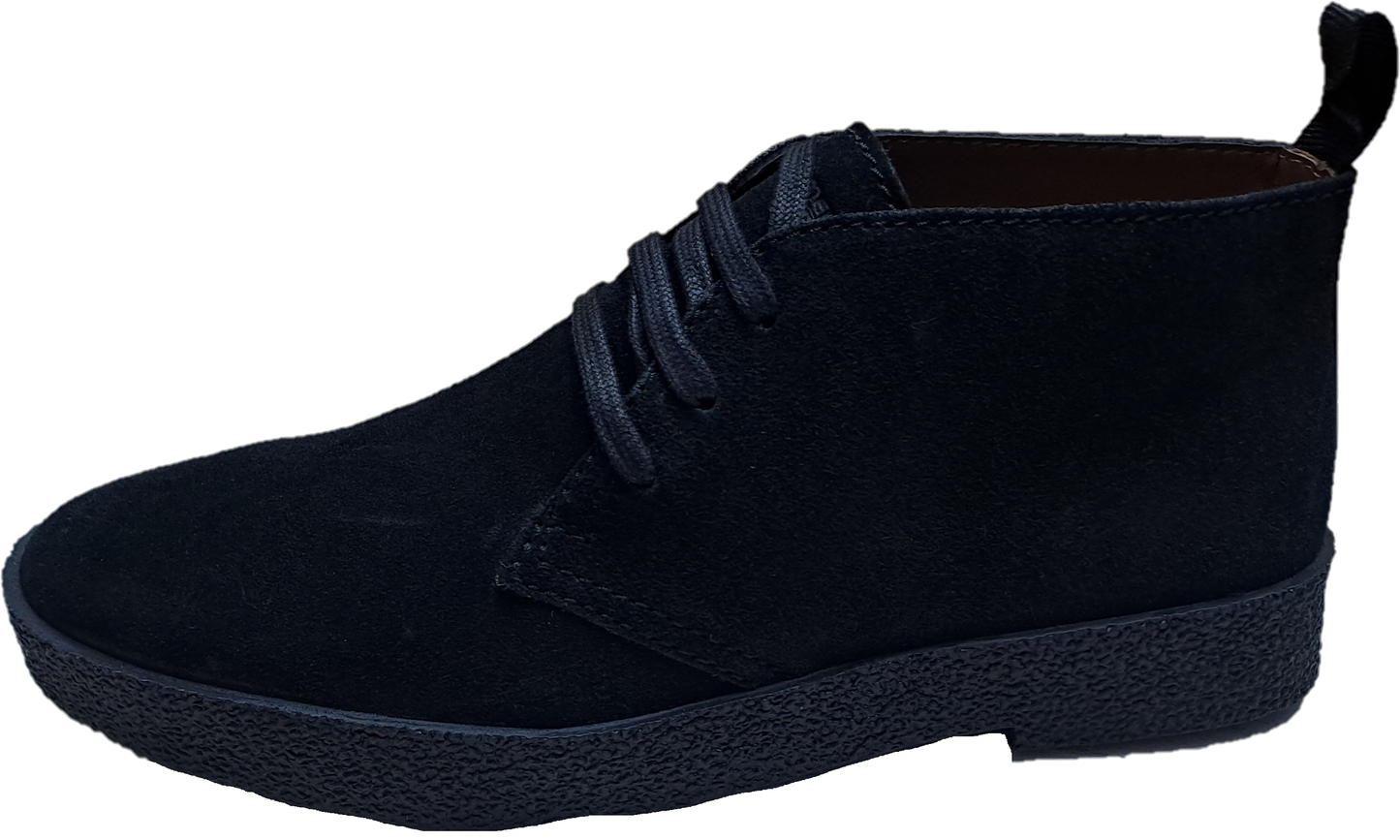 Roamers Mens Real Suede Black Retro McQueen Desert Boots
