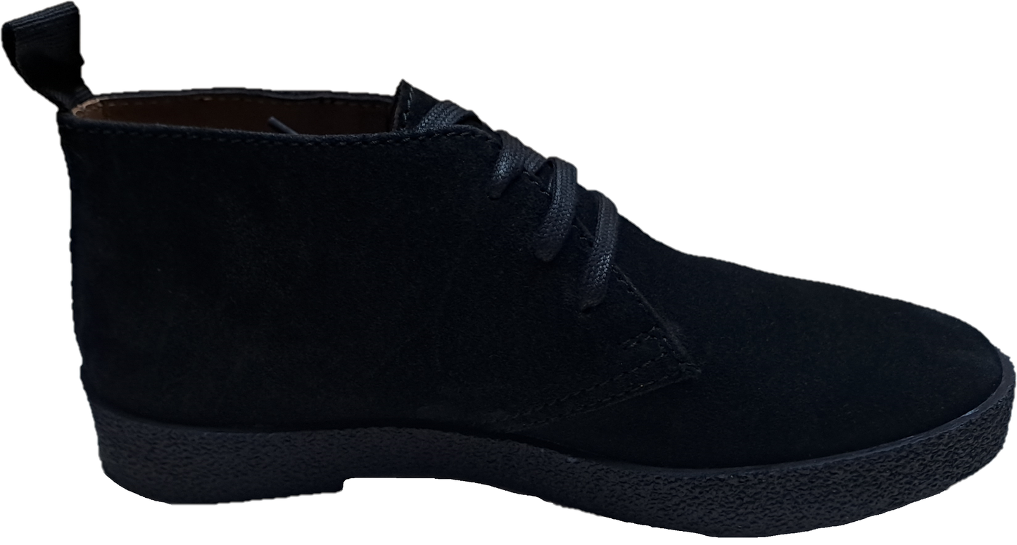 Roamers Mens Real Suede Black Retro McQueen Desert Boots