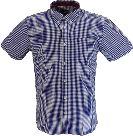 Merc Terry Royale Blue Gingham Cotton Short Sleeved Shirts