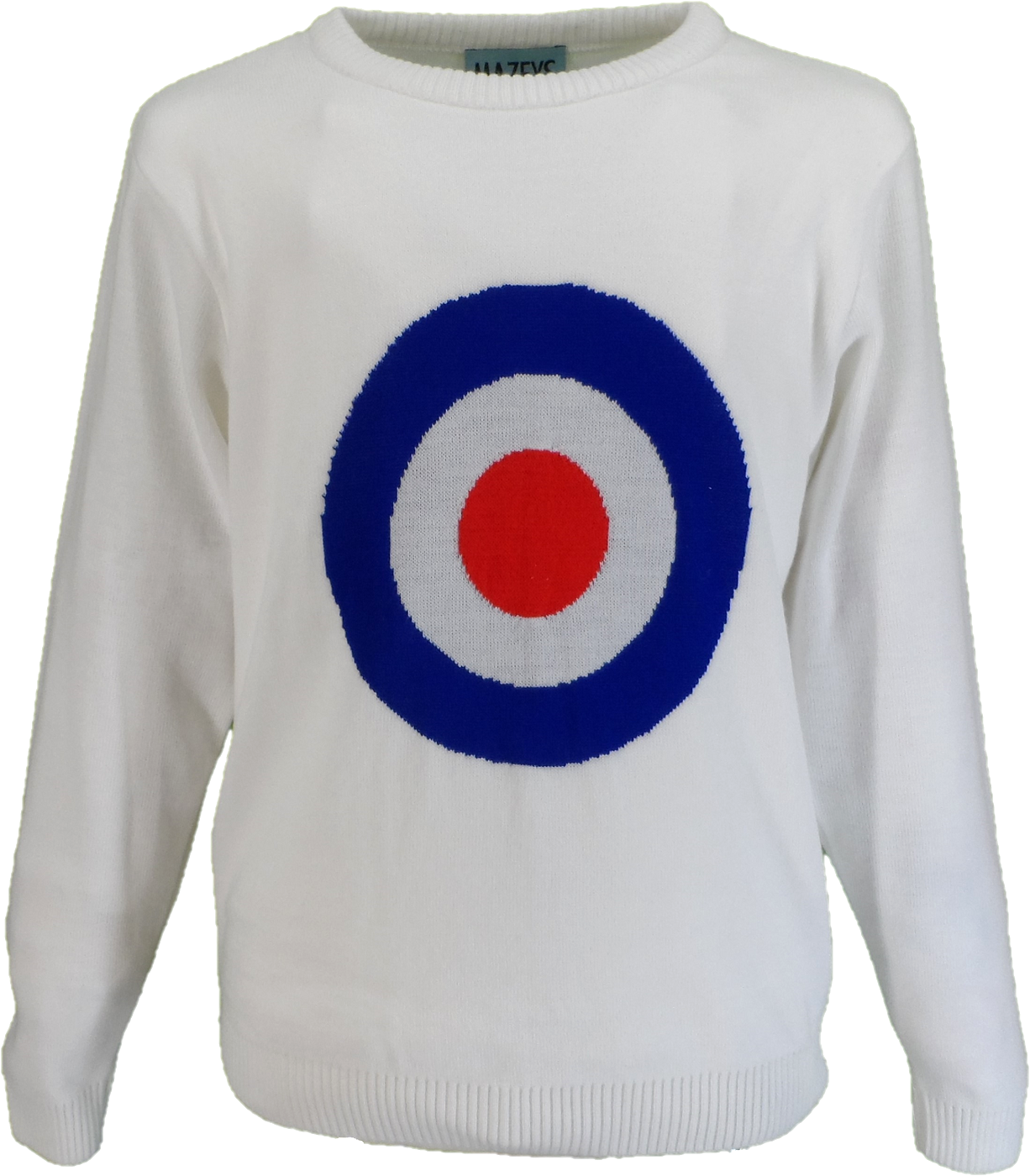 Mazeys Mens White 'Moon' Crew Neck Jumper