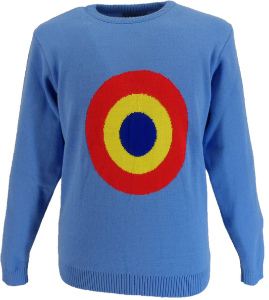 Mazeys Mens Sky Blue 'Moon' Crew Neck Jumper