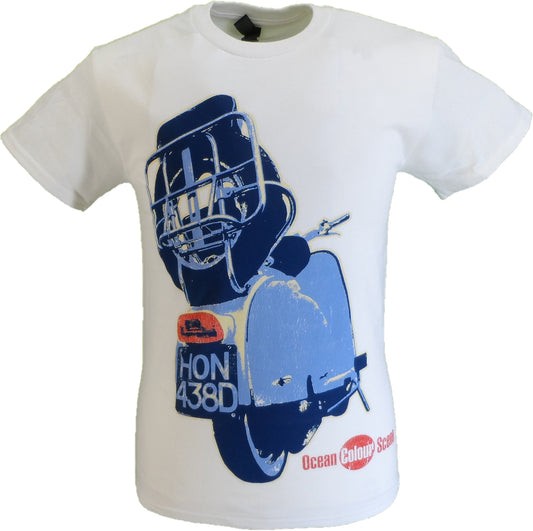 Mens Official Licensed Ocean Colour Scene White Scooter Logo T Shirt