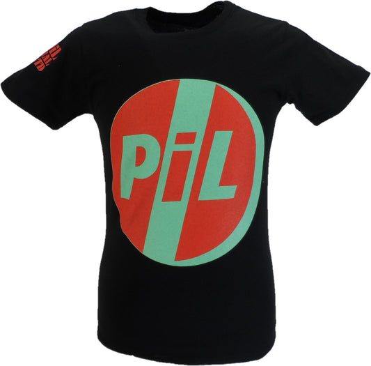 Camiseta negra con logo múltiple limitada oficial de pil public image para hombre