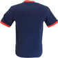 Mens Navy Retro Mod 60s Indie Rainbow Striped Cotton T-Shirt