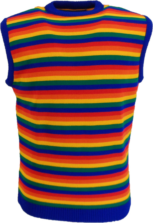 Mazeys Mens 70s Rainbow Retro Tank Tops