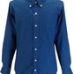 Relco Mens Long Sleeved Blue/Green Tonic Mod Retro Shirt