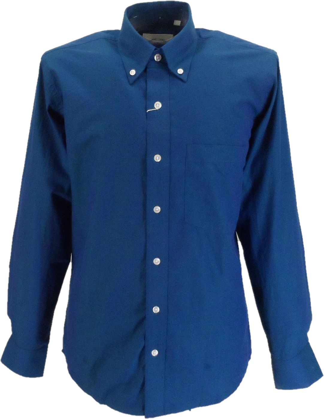 long sleeve men's royal blue dress shirt Men's Relco Retro Mod Style Tonic Blue Shirt Small / Blue