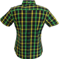 Relco Ladies Retro Green/Mustard Check Button Down Short Sleeved Shirts