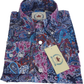 Relco Blue Multi Paisley Long Sleeved Retro Mod Button Down Shirt