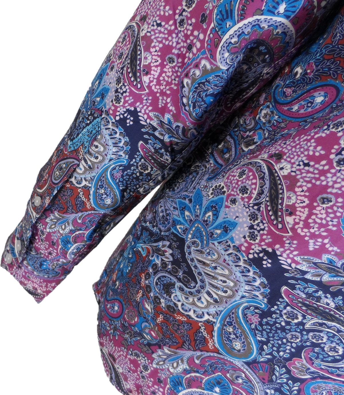 Relco Blue Multi Paisley Long Sleeved Retro Mod Button Down Shirt
