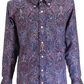 Relco Navy Paisley Long Sleeved Retro Mod Button Down Shirt