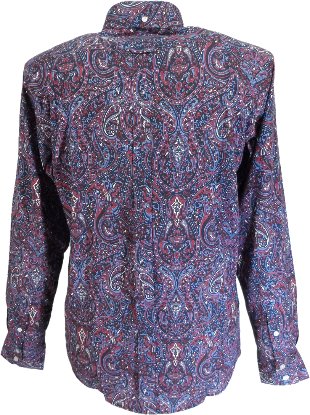 Relco Navy Paisley Long Sleeved Retro Mod Button Down Shirt