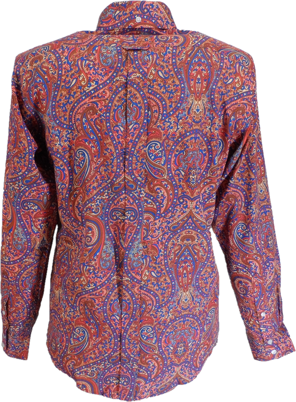Relco Orange Paisley Long Sleeved Retro Mod Button Down Shirt