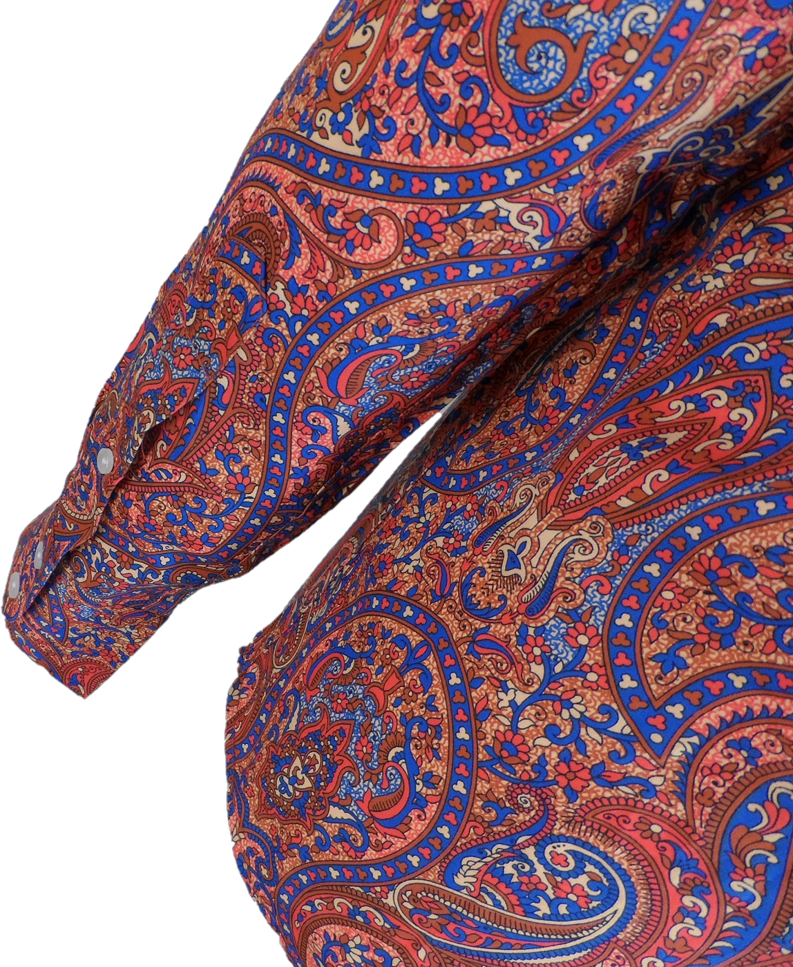 Relco Orange Paisley Long Sleeved Retro Mod Button Down Shirt