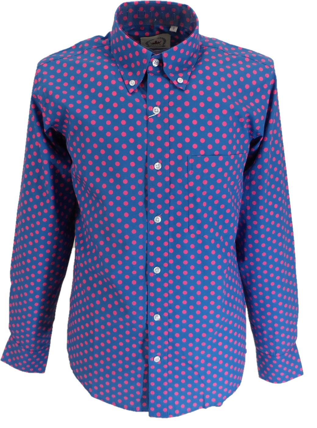 Relco Cobalt Blue Polka Dot Mens Classic Mod Vintage Design Shirts