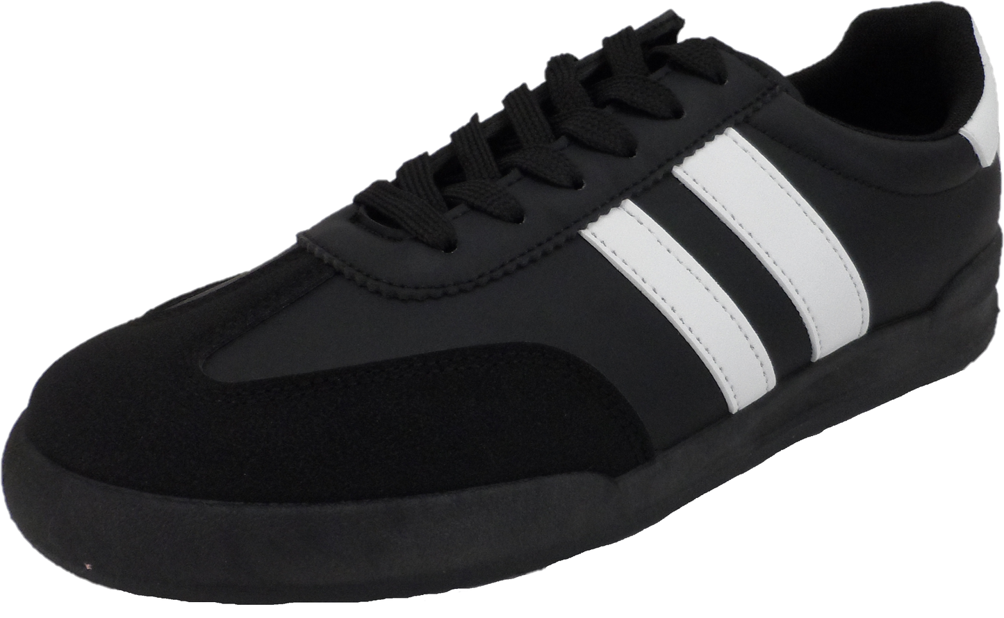 R Dek Black Retro 2 Stripe Trainers