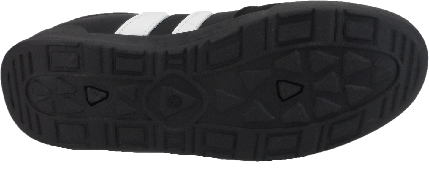 R Dek Black Retro 2 Stripe Trainers